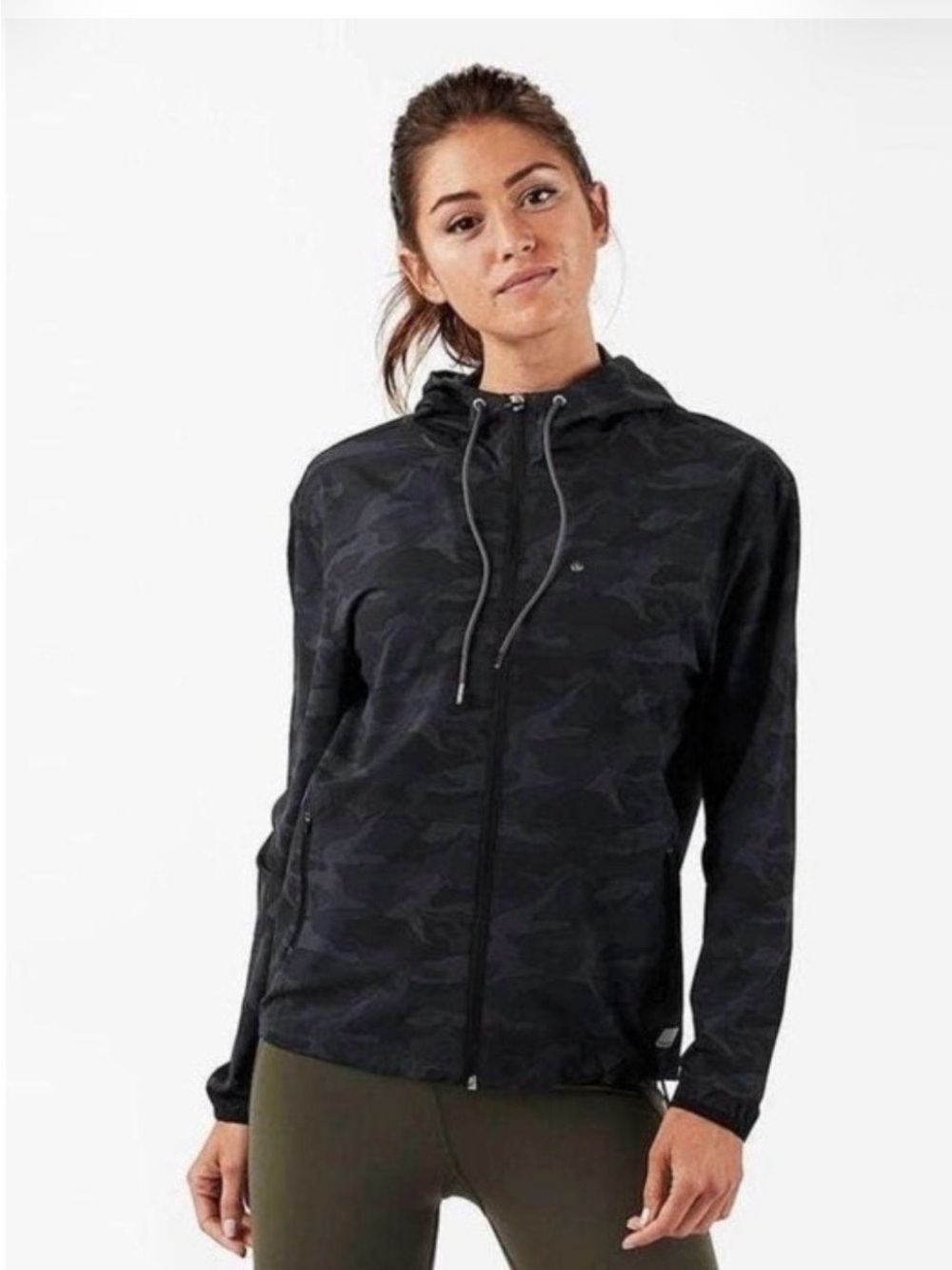 Vuori Women's Black Camouflage Zip-Up Hoodie Jacket